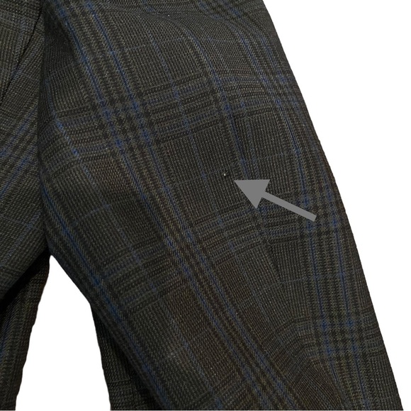 Ermenegildo‎ Zegna Men's Wool Jacket Blazer Grey Plaid Italy 2 Button 52R Flaws - Picture 12 of 16